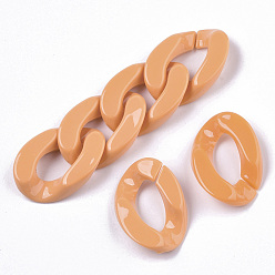 Orange Opaque Acrylic Linking Rings, Quick Link Connectors, for Curb Chains Making, Twist, Orange, 30x21x6mm, Inner Diameter: 16x8mm