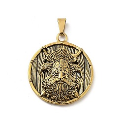 Античное Золото Викинг 304 подвески из нержавеющей стали, ионное покрытие (ip), плоский круглый шарм, античное золото , 42.5x37x5.5 мм, отверстие : 8x4.5 мм