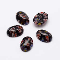 Dark Slate Blue Handmade Millefiori Glass Cabochons, Oval, DarkSlate Blue, 14x10x5mm