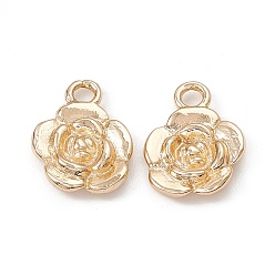 Настоящее золото 14K Стойки обшивки латунные подвески, долговечный, очарование розы, реальный 14 k позолоченный, 17x12.5x3 мм, отверстие : 2 мм