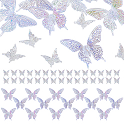 Gemischte Farbe 45 Stück 2 Stile galvanisierte transparente Harzperlen, Schmetterling, Gemischte Farbe, 25~52x25~63x7.5~12 mm, Bohrung: 1.2~1.8 mm