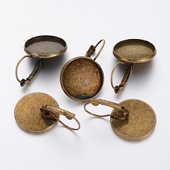 Античная Бронза Настройки Leverback серьги латунь, круглые, античная бронза, шириной 20 мм , 32 mm, лоток: 18 mm, контактный: 0.8 mm