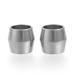 Нержавеющая Сталь Цвет Устойчивы к потускнению 201 бусины из нержавеющей стали, баррель, бусины с большим отверстием, цвет нержавеющей стали, 8.5x8 мм, отверстие : 6 мм