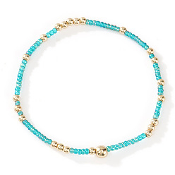 Бирюза Браслеты из стеклянных бусин и бусин CCB, составные браслеты для женщин, бирюзовые, 7-7/8 дюйм (20 см), внутренний диаметр: 6-1/2 дюйм (16.5 см)