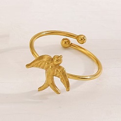 Птица 304 из нержавеющей стали манжеты кольца, золотые, птица, внутренний диаметр: 17 мм