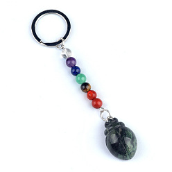 Яшма Риолит Брелок из риолитовой яшмы, с кварцевым резонатором, аметист, ляпис, авантюрин, красный агат, красная яшма, жук, 11 см