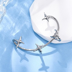Нержавеющая Сталь Цвет 316 хирургические серьги-манжеты из нержавеющей стали., звезды с луной, осталось, цвет нержавеющей стали, 55x37x17 мм