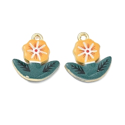 Цветок Печатные подвески сплава, стойки покрытие, без кадмия, без никеля и без свинца, золотые, , 19x17.5x3.5 мм, отверстие : 1.6 мм