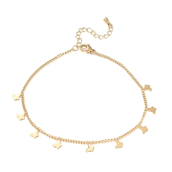 Золотой Ионное покрытие (ip) 304 браслет из нержавеющей стали в виде бабочки с подвесными цепочками для женщин, золотые, 10-1/2 дюйм (26.7 см)