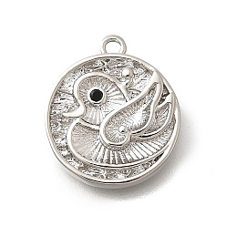 Птица Латунные микро проложить кубического циркония подвески, без кадмия, без никеля и без свинца, круглые чары, птица, 17x15x2.5 мм, отверстие : 1.5 мм