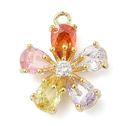 Разноцветный Латунные микро проложить кубического циркония подвески, без кадмия, без никеля и без свинца, , красочный, 16x13.5x5 мм, отверстие : 1.2 мм