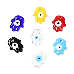 (52) Непрозрачная лаванда Подвески лэмпворк ручной работы, рука хамсы / рука мириам со сглазом, разноцветные, 34.5~35x28.5~29x4.5~5 мм, отверстие : 3.5 мм