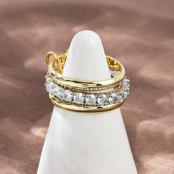 Платиновый & Золотой Латунные микро проложить пальцев кольца кубического циркония, штабелируемые кольца, платиной и золотом, размер США 7 1/4(17.5мм)~внутренний диаметр: 18.8мм