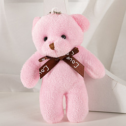 Pink Mignon peluche pp coton ours poupée pendentif décorations, avec les accessoires en alliage, pour la décoration de sac porte-clés, rose, 12 cm