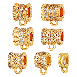 Настоящее золото 18K 14шт 7 стили латунные трубчатые дужки, реальный 18 k позолоченный, 8~10x5.5~7.5x3.1~7.5 мм, отверстие : 1.1~1.5 мм, 2 шт / стиль