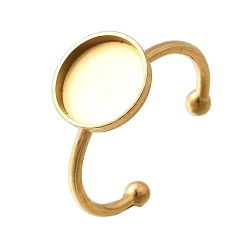 Золотой 304 компоненты открытого кольца манжеты из нержавеющей стали, настройка кольца колодки, плоско-круглые, золотые, 11.5 мм, регулируемый, лоток : 10.5 мм