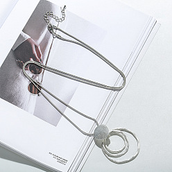 Серебро Подвеска-колье из сплава в виде тройного круга для женщин, серебряные, 31.50 дюйм (80 см)