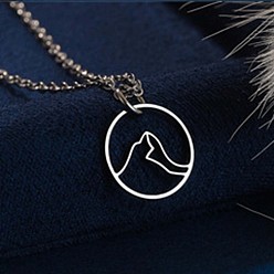 Mountain 304 подвески из нержавеющей стали с лазерной резкой, цвет нержавеющей стали, не тускнеет, гора, 15.75 дюйм (40 см), Кулон : 12x12 мм