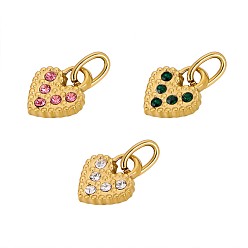 Настоящее золото 18K День святого Валентина 304 подвески из нержавеющей стали, сердце прелести, ионное покрытие (ip), реальный 18 k позолоченный, 12x10 мм, отверстие : 4 мм