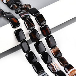 Сиена Природный агат бисер нитей, окрашенные, прямоугольные, цвет охры, 17~19x13~14x5~6.5 мм, отверстие : 1 мм, около 22 шт / нитка, 15.55~15.75 дюйм (39.5~40 см)