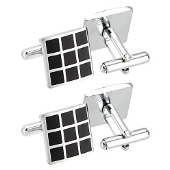 Platinum 2 Pairs Brass Cufflinks, Cufflink Finding Cabochon Settings for Apparel Accessories, Square, Platinum, 25mm