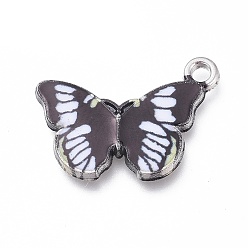 Черный Подвески из эмали и сплава, без кадмия и без свинца, бабочка, платина, чёрные, 20x12.5x2.2 мм, отверстие : 1.6 мм