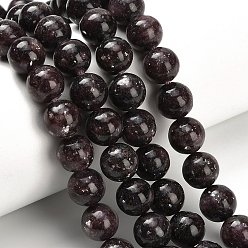 Лепидолит Натуральный лепидолит / пурпурный слюдяный камень бисер пряди, круглые, класс А, 10 мм, отверстие : 1.2 мм, около 41 шт / нитка, 15.94'' (40.5 см)