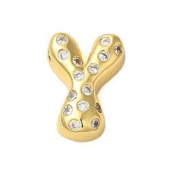Letter Y Покрытие стойки латунь микро паве прозрачные перданты из кубического циркония, без кадмия и без свинца, долговечный, реальный 18 k позолоченный, Письмо Y, 22x16x6 мм, отверстие : 4x3 мм