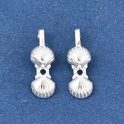 Серебро 925 шарики из стерлингового серебра, Калотте заканчивается, формы раковины, серебряные, 10x5 мм, отверстия : 1.6 mm и 1 мм, внутренний диаметр: 4 мм