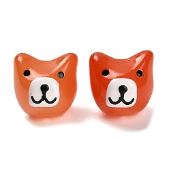 Оранжево-Красный Выпечка окрашенные стеклянные бусины, с эмалью, собака, оранжево-красный, 14~14.5x14.5x14~14.5 мм, отверстие : 1.4 мм