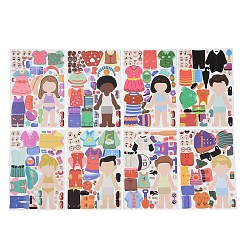 (52) Непрозрачная лаванда 8 водонепроницаемые наклейки из ПВХ, самоклеящиеся наклейки, человек, разноцветные, 160x110x0.7 мм, наклейка: 7~105x7~62 мм