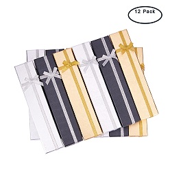 Mixed Color Rectangle Cardboard Bracelet Boxes, with Sponge Inside and Satin Ribbon Bowknots, Mixed Color, 20x4.1x2.4cm
