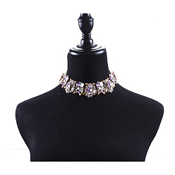 Танзания Модные ожерелья-чокеры из сплава со стразами, для украшения костюма, розовое золото , танзанитом, 13.39 дюйм (34 см)