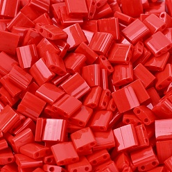 (TL408) Opaque Red MIYUKI TILA Beads, Japanese Seed Beads, 2-Hole, (TL408) Opaque Red, 5x5x1.9mm, Hole: 0.8mm, about 590pcs/50g