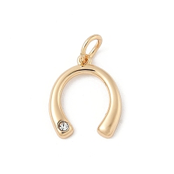 Золотой Латунные микро проложить кубического циркония подвески, подковы прелести, с целью перехода в кольце, золотые, 14x12x2 мм, отверстие : 3.5 мм