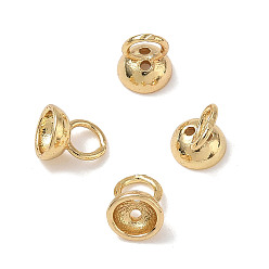 Real 18K Gold Plated Brass Bead Cap Pendant Bails, for Globe Glass Bubble Cover Pendants, Real 18K Gold Plated, 7x6mm, Hole: 3.5mm and 1mm