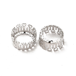 Платина Латунные настройки для размещения кабошонов, открытая задняя панель, полые плоские круглые с сердцем, платина, лоток : 12.5 мм, 14x7 мм