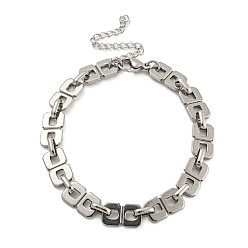Stainless Steel Color Non-Tarnish 304 Stainless Steel Square Link Chains Bracelets for Men & Women, Stainless Steel Color, 7-5/8 inch(19.3cm)
