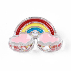 Pink Transparente Acryl-Emailperlen, Regenbogen, rosa, 16x26x9 mm, Bohrung: 3.5 mm