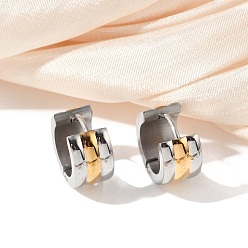 Золотой & Цвет Нержавеющей Стали 304 серьги-кольца из нержавеющей стали с эффектом полировки, ионное покрытие (ip), золотые и нержавеющая сталь цвет, 13x7 мм