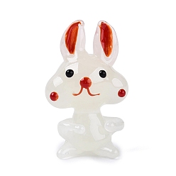 Льняное Полотно Фигурка кролика лэмпворк ручной работы, украшение для дисплея, для домашнего украшения рабочего стола, белье, 25~27x14~16.5x13~14 мм