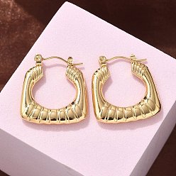 Настоящее золото 18K 304 серьги из нержавеющей стали для женщин, ионное покрытие (ip), прямоугольные, реальный 18 k позолоченный, 24x22x3 мм
