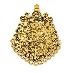 Polygon Тибетский стиль компоненты сплава люстра ссылки, без свинца и без кадмия, античное золото , многоугольник, 56.5x44x7 мм, отверстие: 2.5 и 5 мм