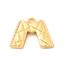 Letter M Латунные микро проложить кубического циркония прелести, без никеля , реальный 18 k позолоченный, Буква М, 11x15x8 мм, отверстие : 1.6 мм