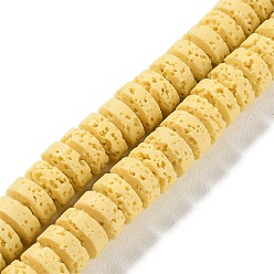Золотистый Нити синтетических бусин, окрашенных в лавовый камень, рондель, золотые, 8~8.5x4 мм, отверстие : 0.7 мм, около 90 шт / нитка, 14.96'' (38 см)
