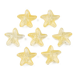 Желтый Прозрачные брызги, окрашенные распылением, морская звезда, желтые, 14x15x6.5 мм, отверстие : 1 мм