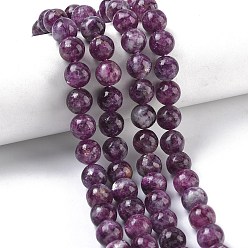 Лепидолит Натуральный лепидолит / пурпурный слюдяный камень бисер пряди, круглые, 10 мм, отверстие : 0.8 мм, около 38~39 шт / нитка, 15.24''~15.75'' (38.7~40 см)