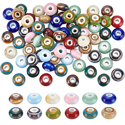 (52) Непрозрачная лаванда 72шт 12 цвета фарфоровые бусины ручной работы, рондель, яркие глазированный фарфор, разноцветные, 12x7 мм, отверстие : 3.3 мм, 6 шт / цвет