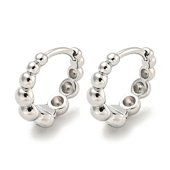 Платинированный Латунные серьги обруча, Реальная платина, 13.5x4 мм