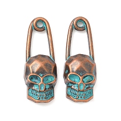 Skull Подвески из сплава , Хэллоуин, красная медь и зеленая патина, череп, 26x9.5x4.5 мм, отверстие : 1.6 мм
